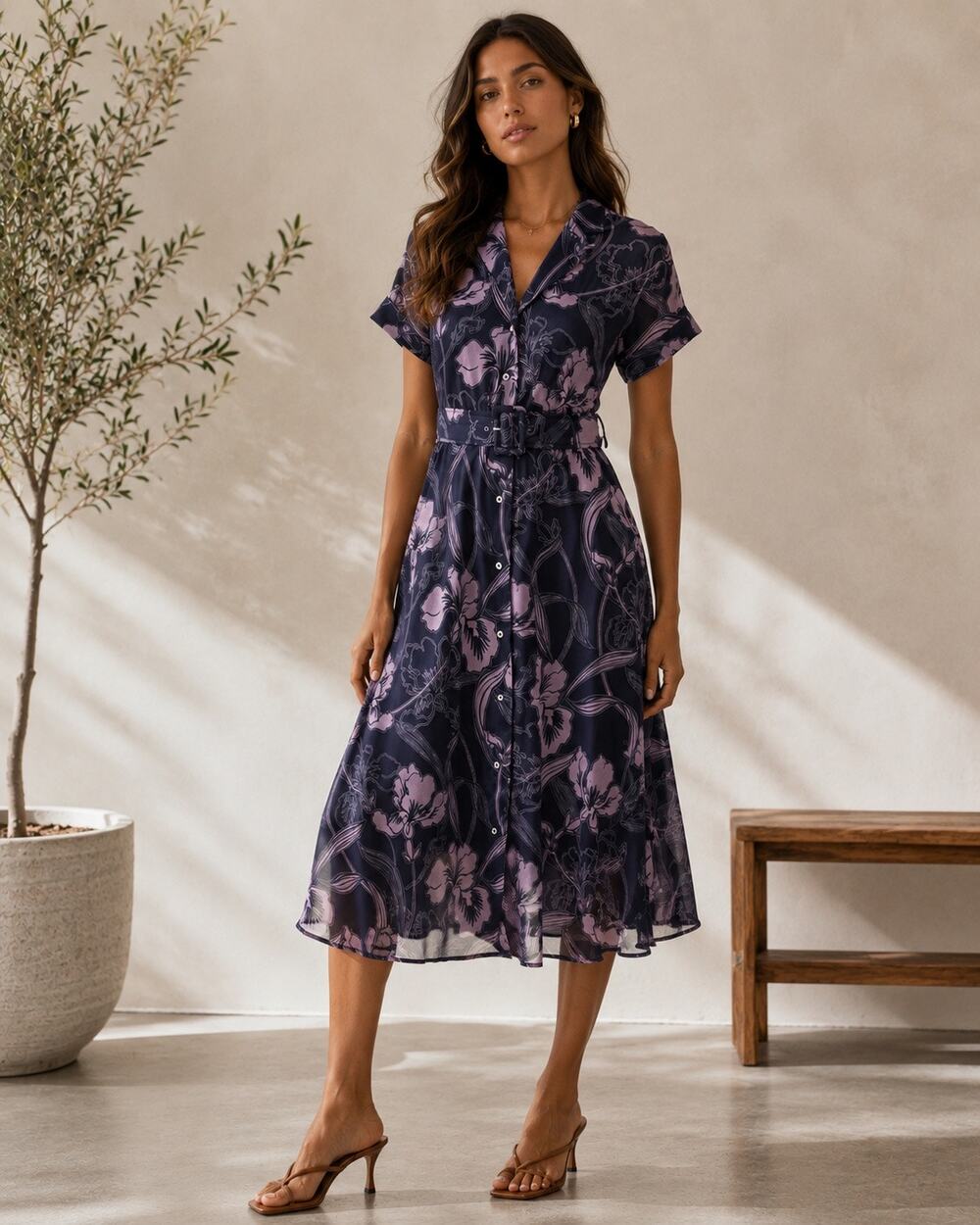 Hutch Laramie Floral Belted Dress Size Small NWOT